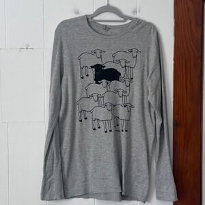 Marushka Long Sleeve Crew Neck Black Sheep Graphic T Shirt Womens XL